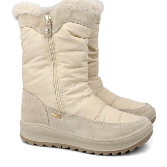 NEW IMAC Made In Italy Lateral Zip High Ankle Winter boots ivory women 1225 5m3 - Picture 9 of 10